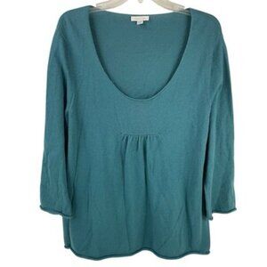 Garnet Hill Cotton Cashmere Blend Peplum Sweater Womens Size XL Babydoll